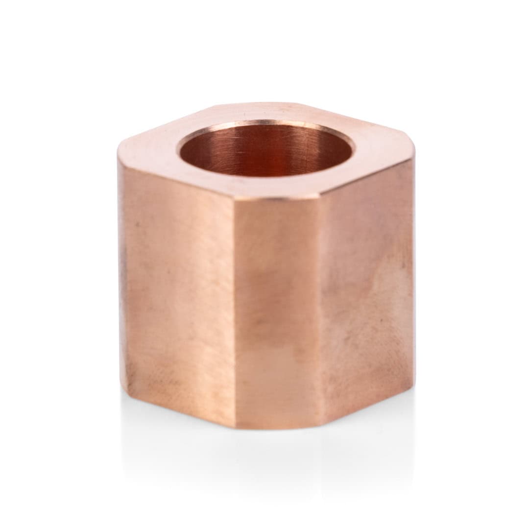 Kupfernes Cleansing-Teil für Oberflächenveredelung bei Frühschütz Lohngalvanik GmbH.